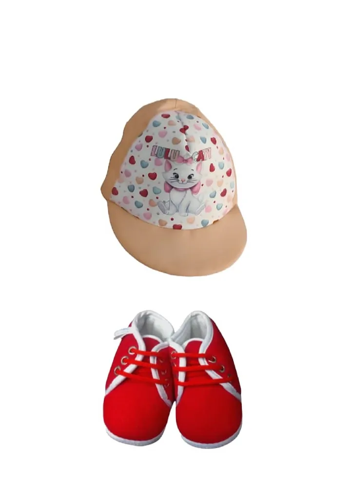 Summer hat and shoes with a cute design for your baby girl, children's sun hat