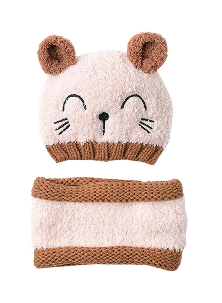 2-Piece Beanie With Neckwarmer Beige