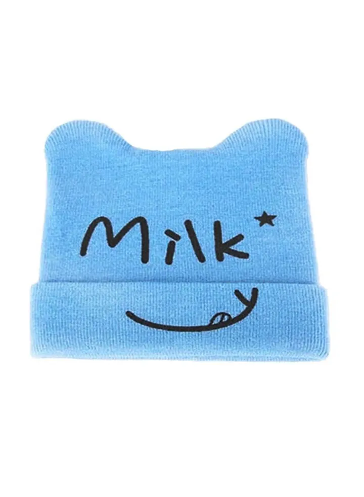 Printed Knitted Beanie Blue