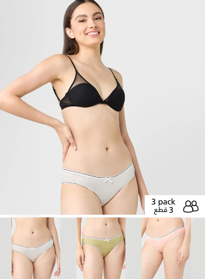 3 Pack Contrast Band Hipster Brief