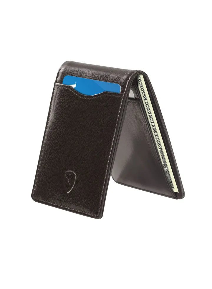 Slim Wallets for Men Bifold with RFID Protection Minimalist Black