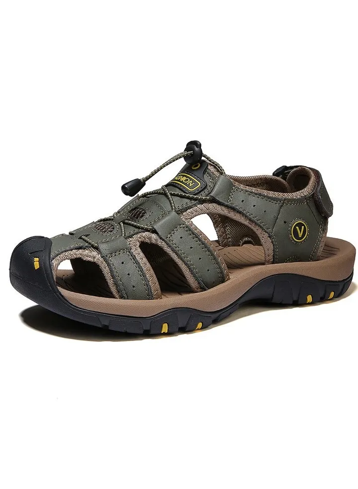 Men's Summer Cowhide Sandals Outdoor Casual Beach Shoes