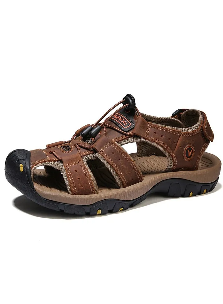 Men's Summer Cowhide Sandals Outdoor Casual Beach Shoes