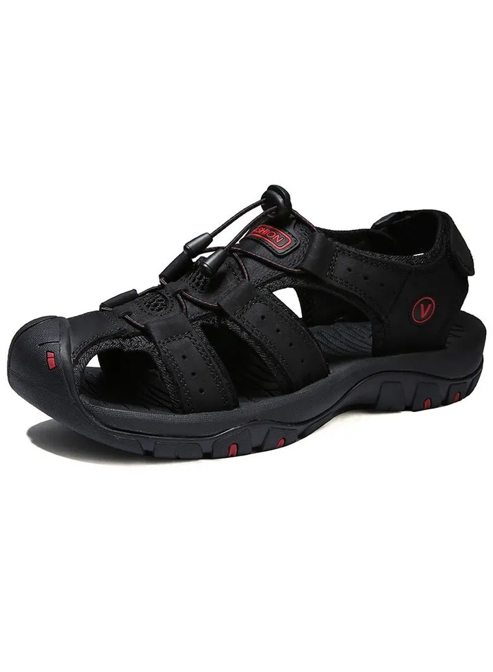 Men's Summer Cowhide Sandals Outdoor Casual Beach Shoes