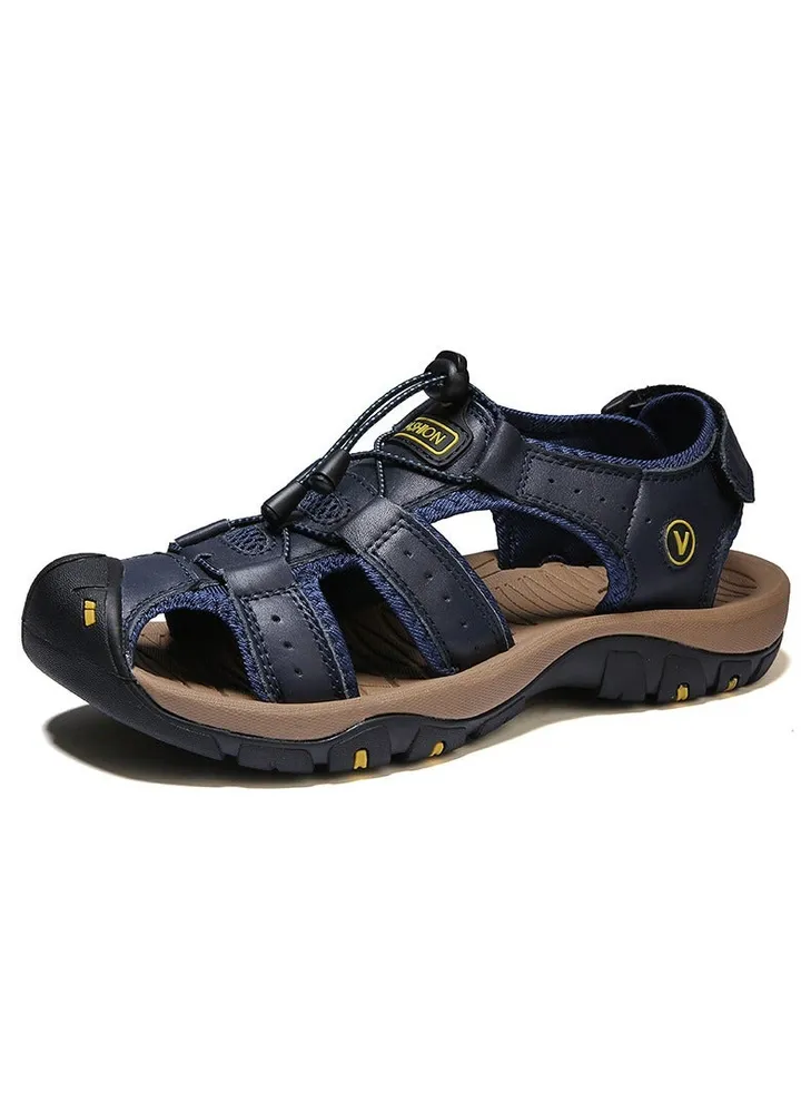 Men's Summer Cowhide Sandals Outdoor Casual Beach Shoes