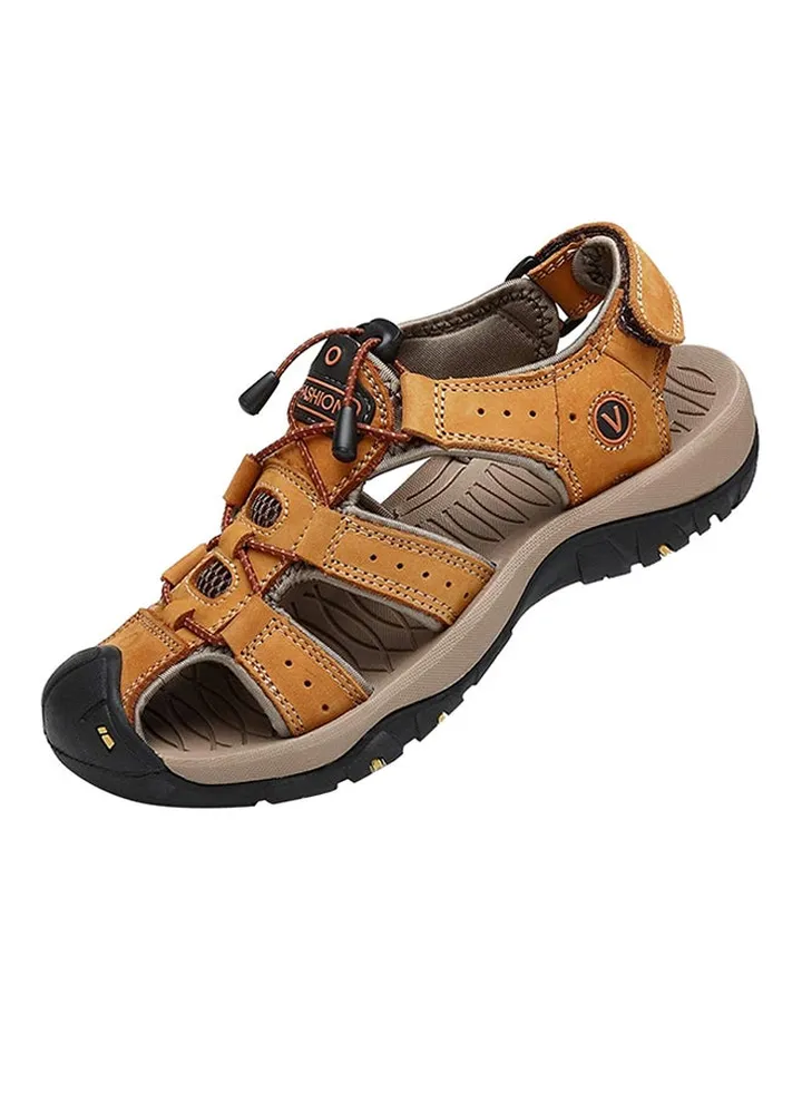 Non Slip Hook & Loop Casual Sandals Yellow/Black/Beige