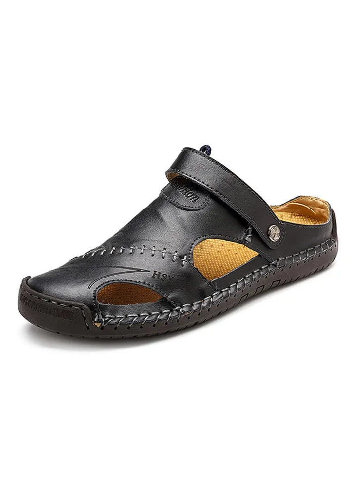 Leather Classic Slides Black