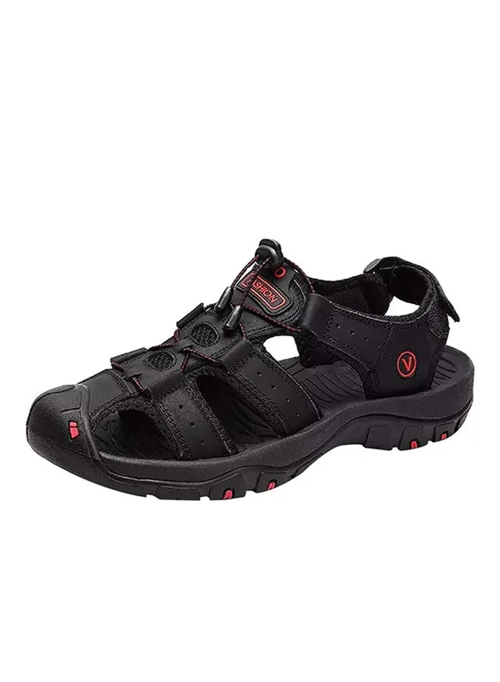 Non Slip Hook & Loop Casual Sandals Black