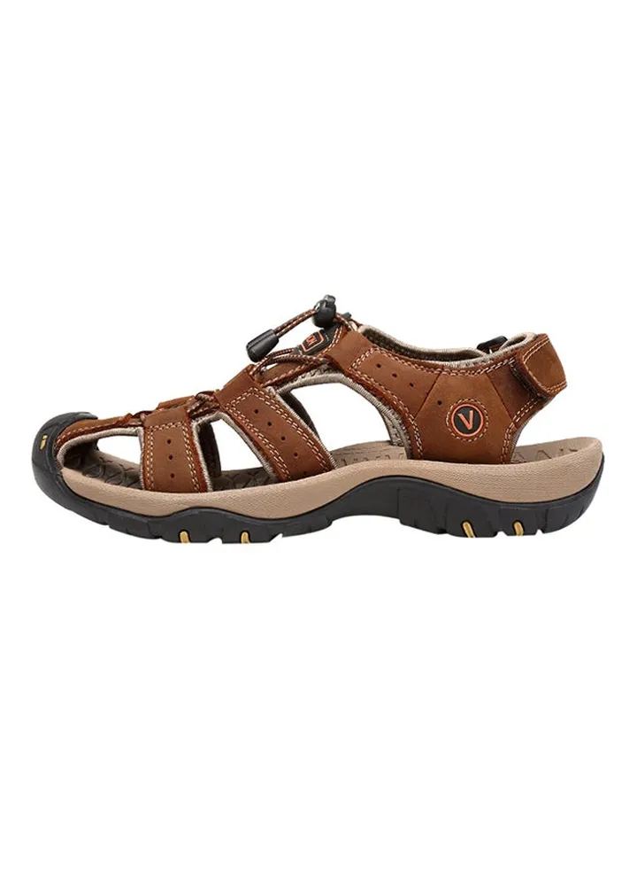 Non Slip Hook & Loop Casual Sandals Brown/Black/Beige