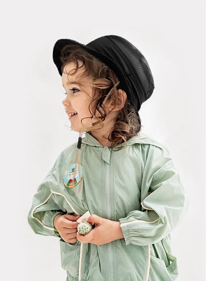 Breathable Mesh Children's Sun Hat Black