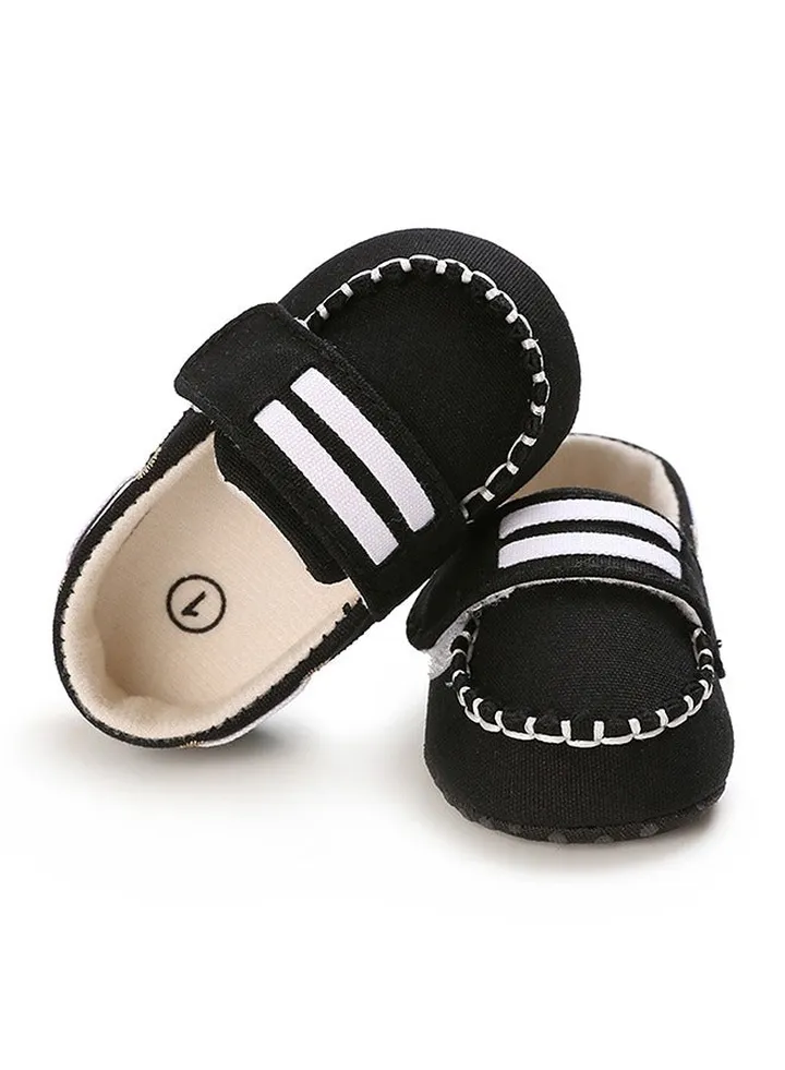 Baby Boy Solid Color Velcro Canvas Shoes-Black