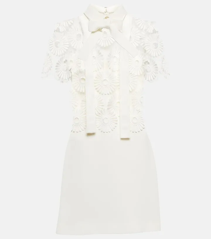 Bridal embroidered crepe minidress