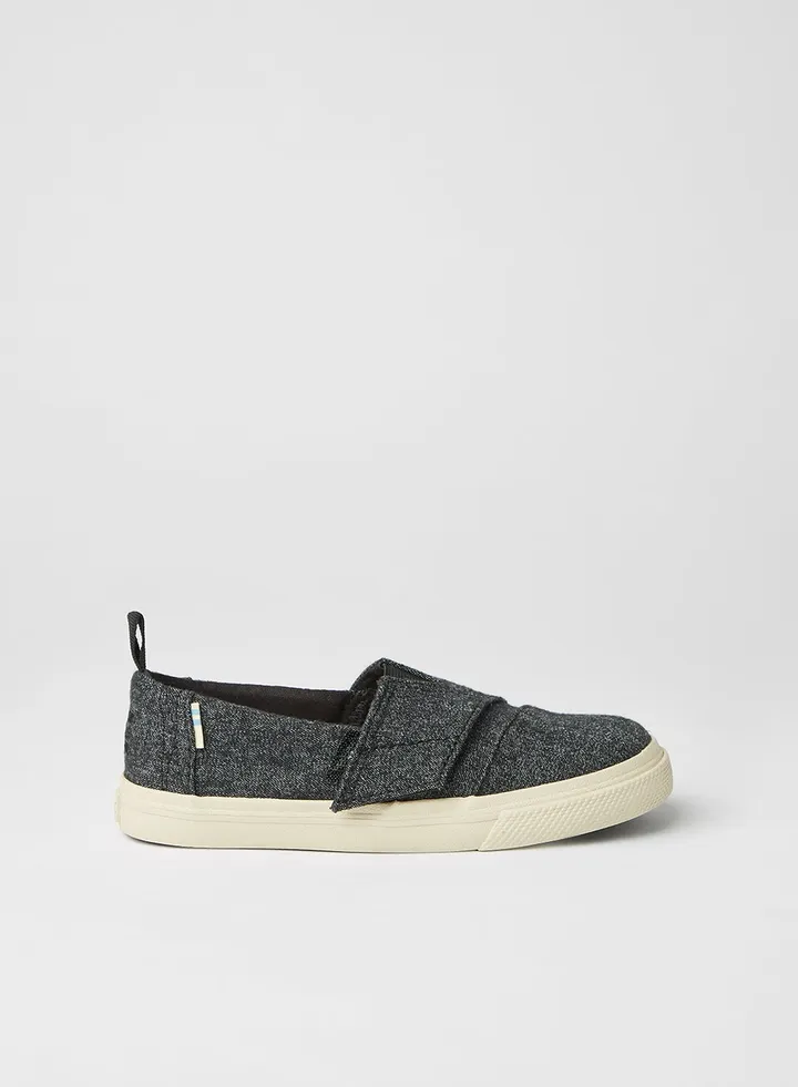 Boys Brushed Denim Velcro Slip-On Shoes Black/White
