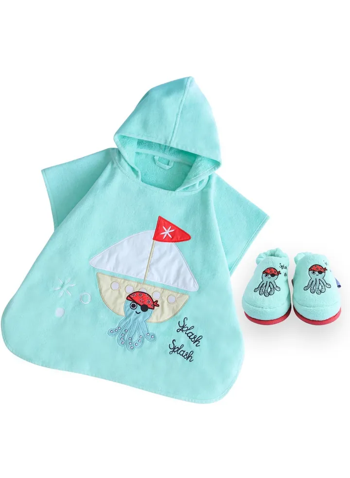 Milk&Moo Kids Poncho and House Slippers Sailor Octopus