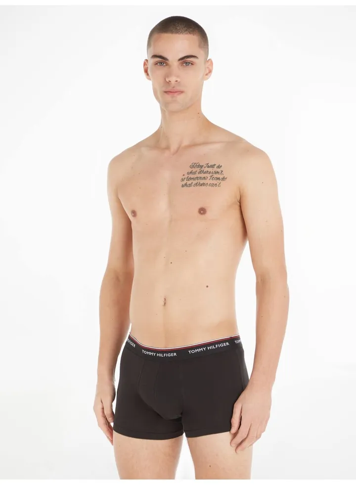 Men's 3-Pack Stretch Cotton Low Rise Trunks Underwear Bottoms, Black