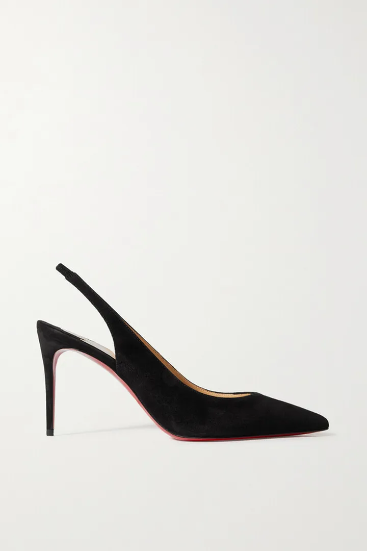 Christian Louboutin - Kate Sling 85 Suede Pumps - Black
