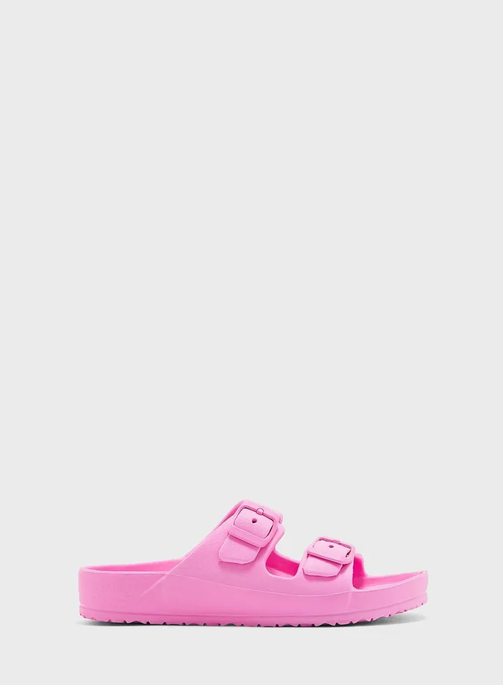 Girl Eva Double Band Buckled Slippers