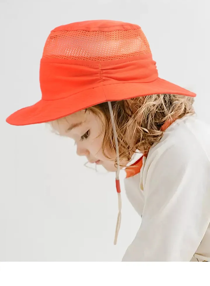Breathable Mesh Children's Sun Hat Orange Red