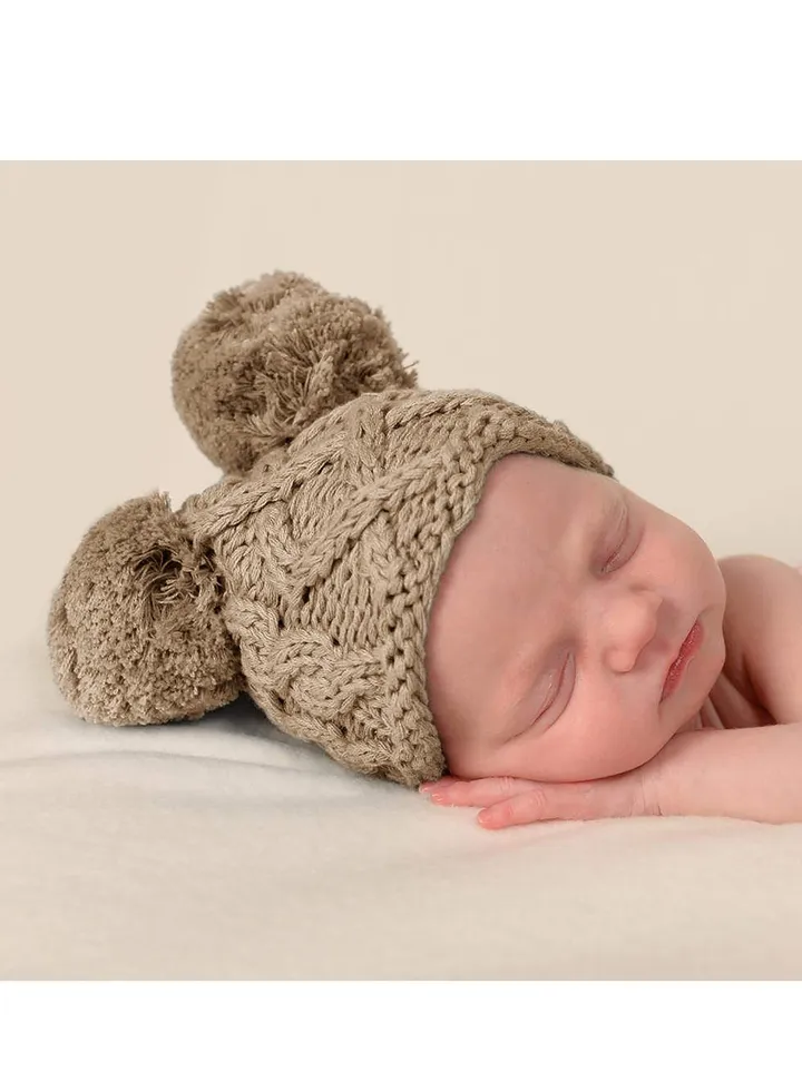 Baby Warm Bear Knitted Hat Brown