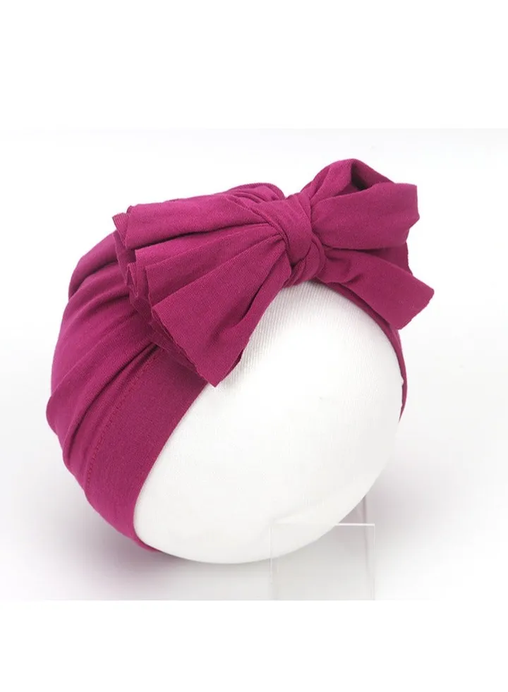 Newborn Cotton Bowtie Pullover Hat Purple