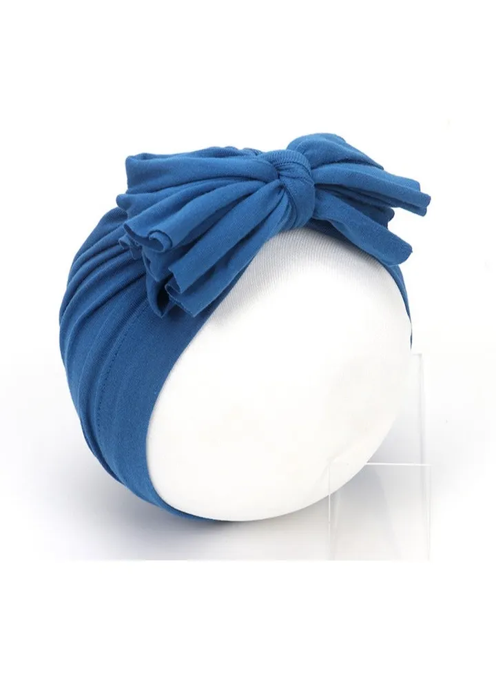 Newborn Cotton Bowtie Pullover Hat Blue
