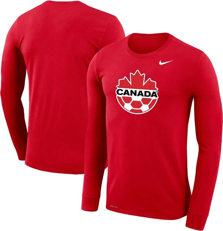 Men's Nike Red Canada Soccer Primary Logo Legend Performance Long Sleeve T-shirt