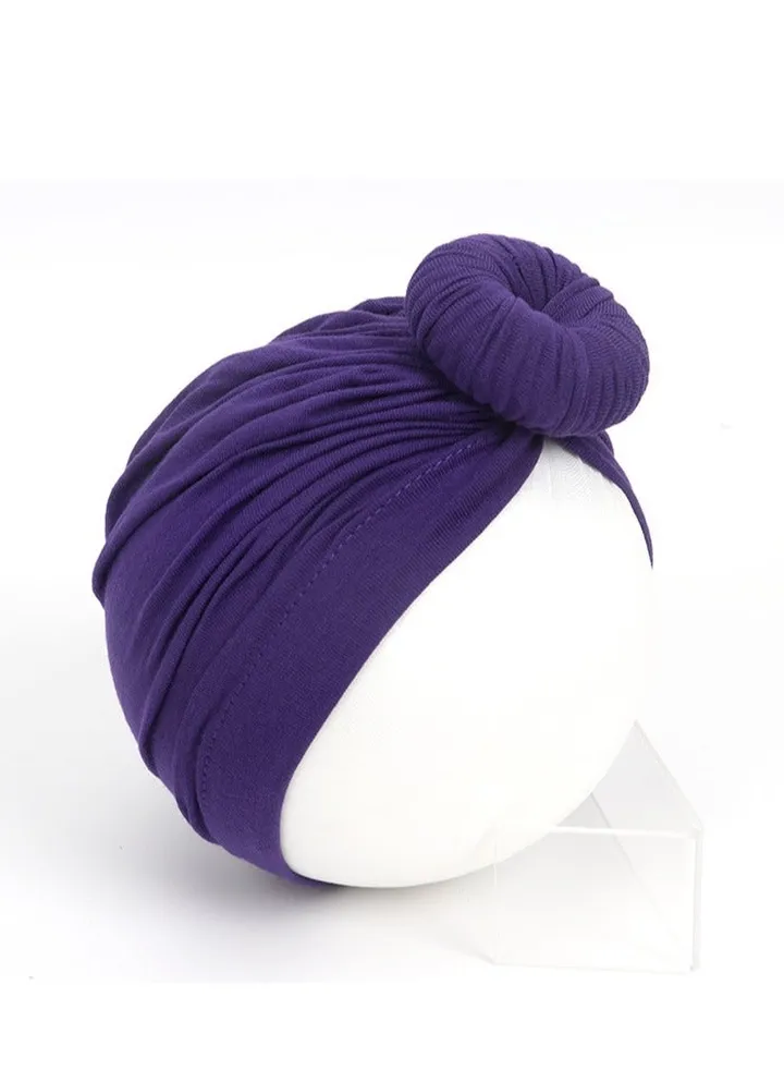 Pure Cotton Baby Knot Hat Purple Blue
