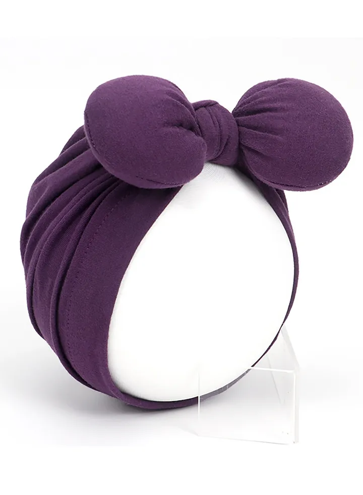 Childrens Bow Headband Hat Purple