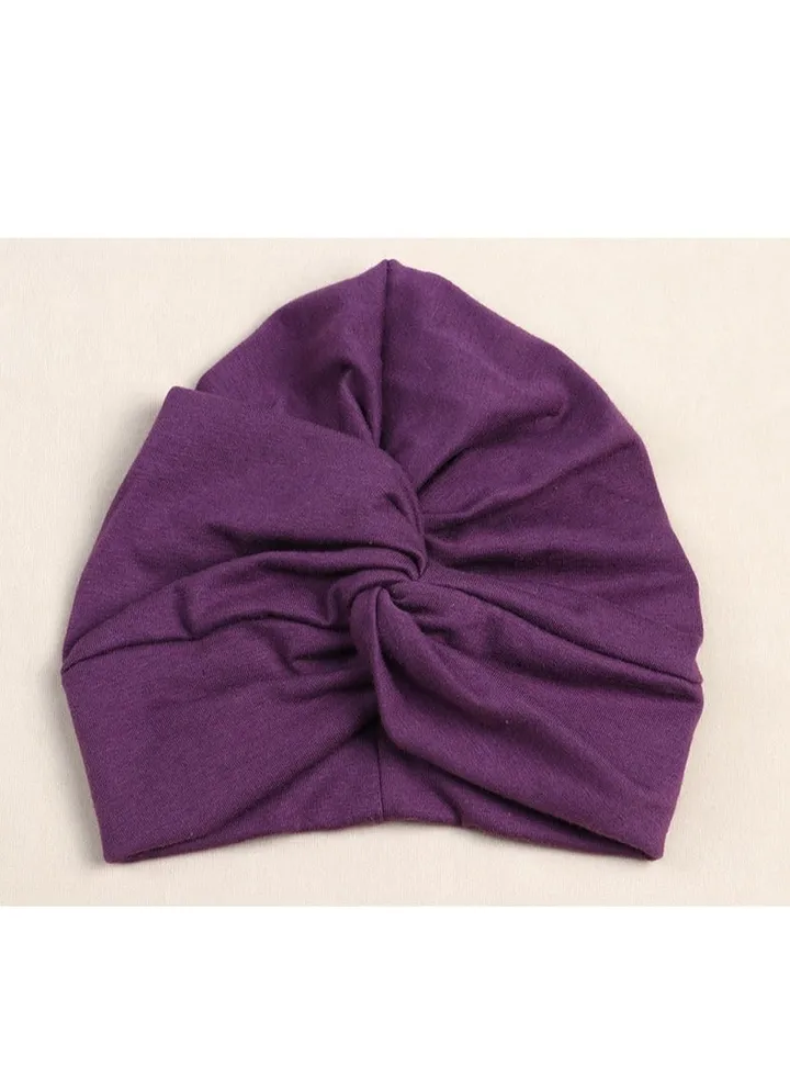 Cotton Children's Cross Headband Dark Purple