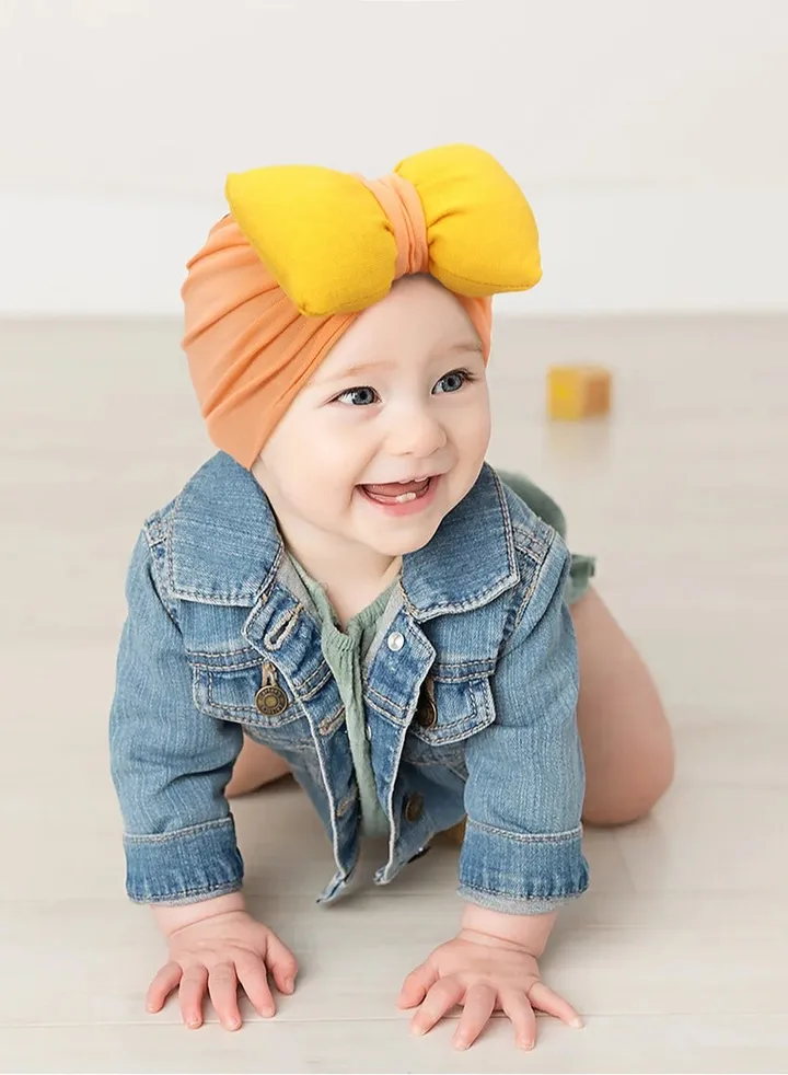 Cotton Baby Colored Fat Bow Hat