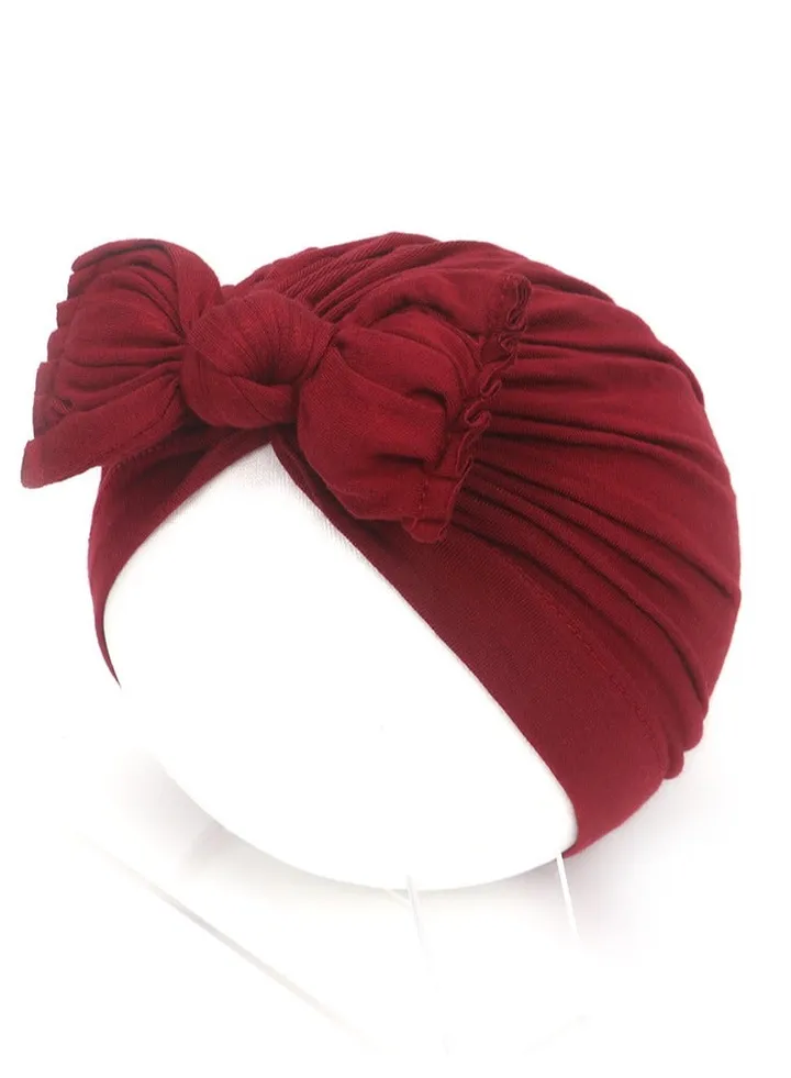 Baby Bow Hat Dark Red