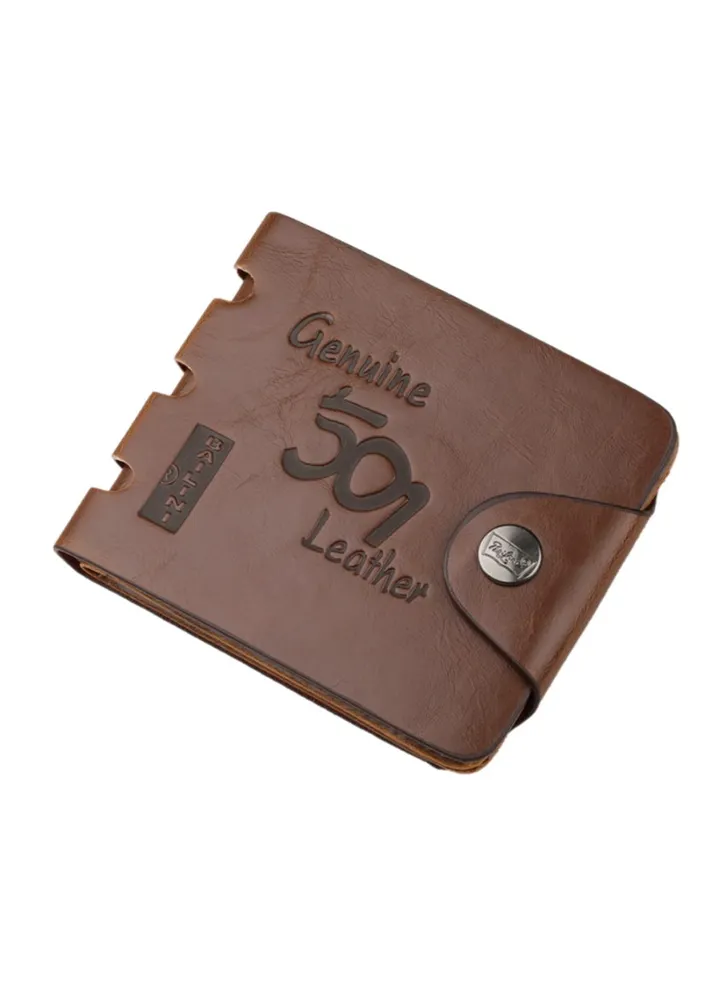 Faux Leather Bifold Wallet Brown