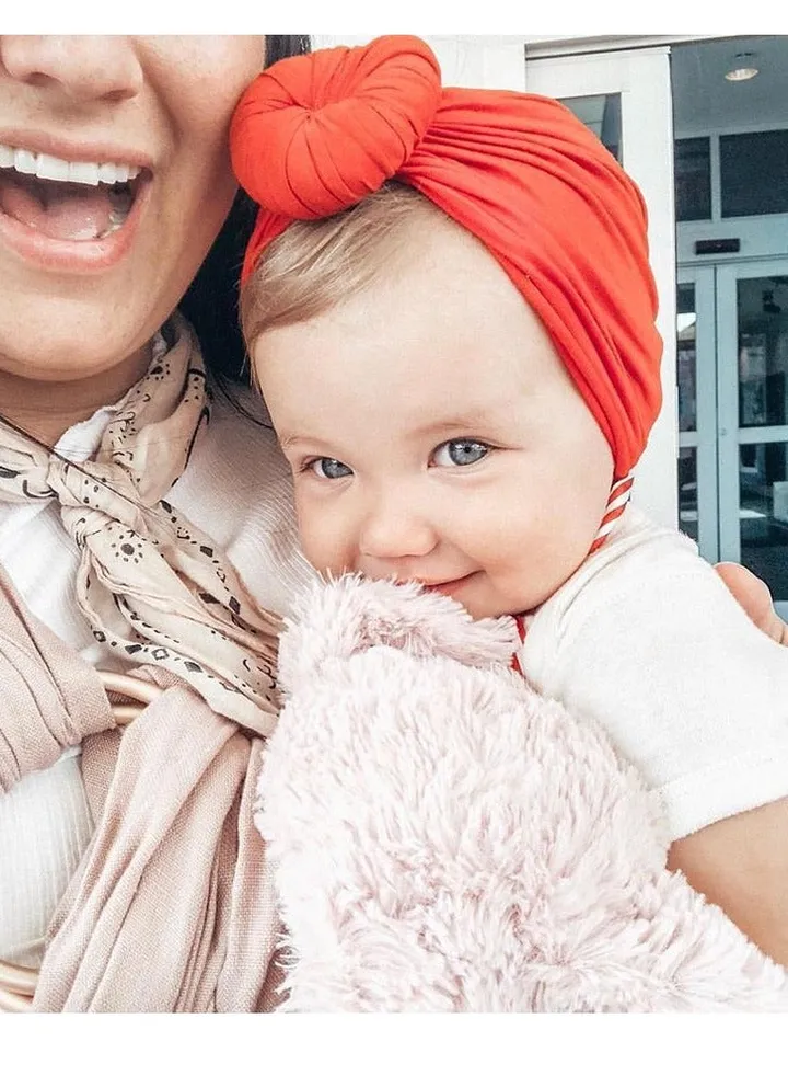 Pure Cotton Baby Knot Hat Rust Red