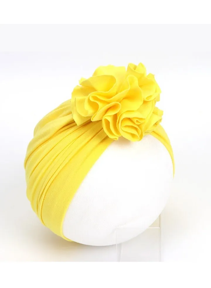 Children's Pleated Multi-Color Floral Hat Yellow