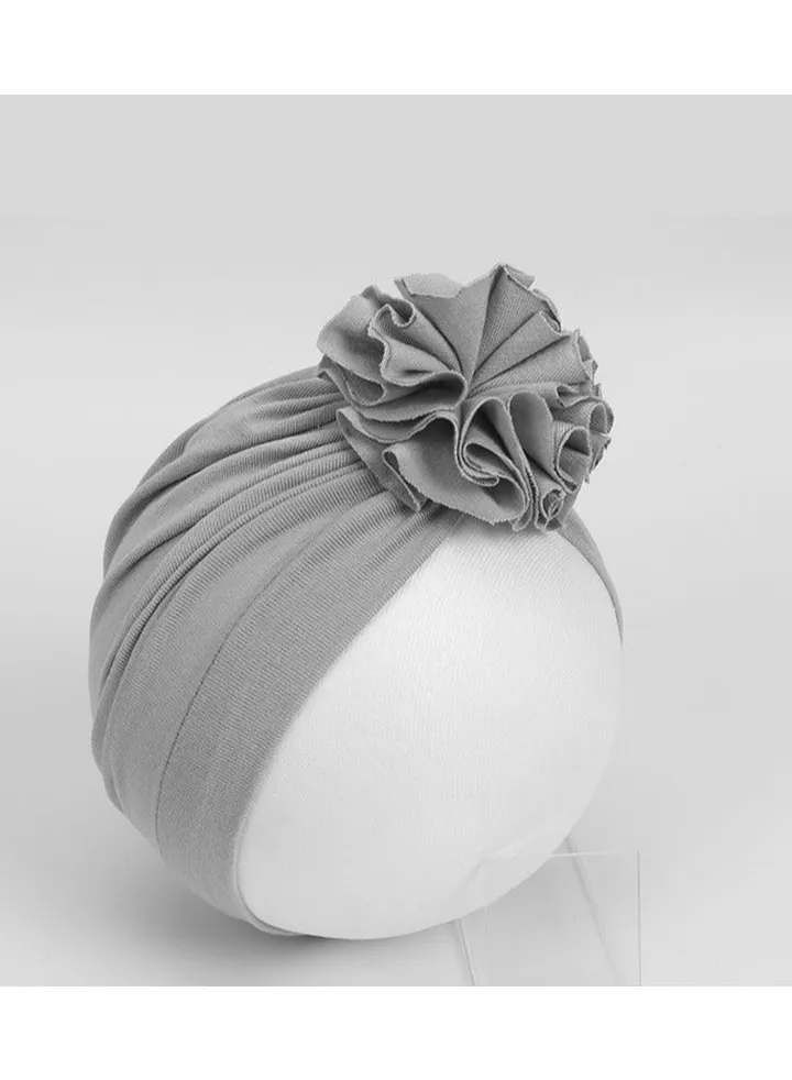 Children's Pleated Multi-Color Floral Hat Grey