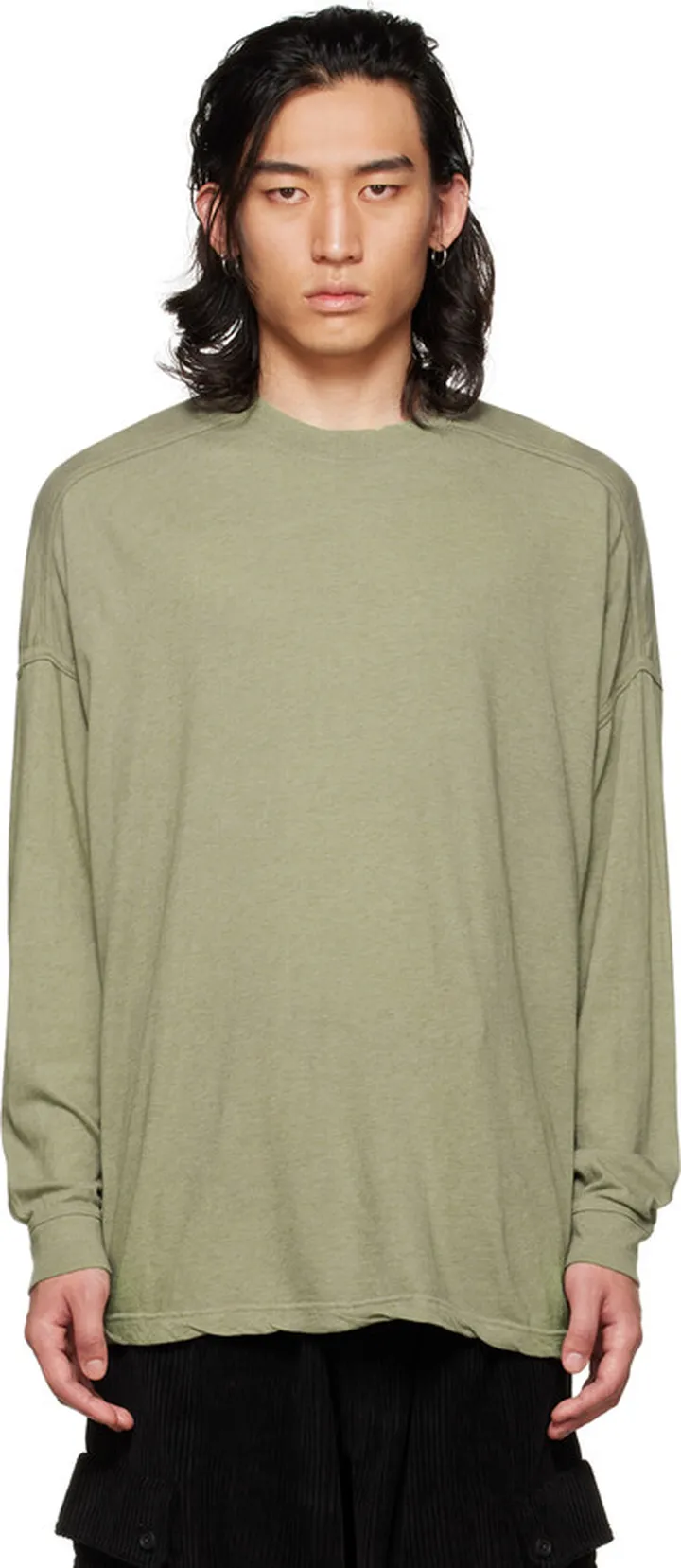 Jan-Jan Van Essche Khaki O-Project Dropped Shoulder Long Sleeve T-Shirt