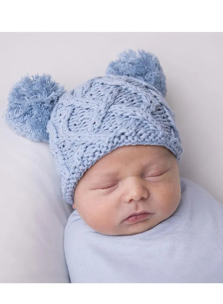 Baby Warm Bear Knitted Hat Blue