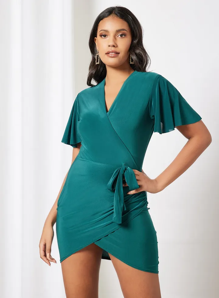 Bodycon Wrap Dress Green