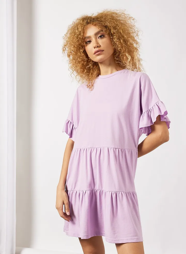 Tiered Jersey Dress Purple