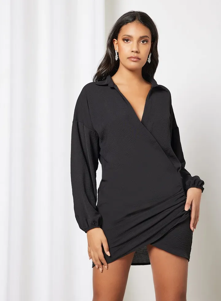 Bodycon Wrap Dress Black