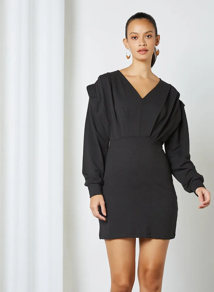 Long Sleeve Mini Dress Black