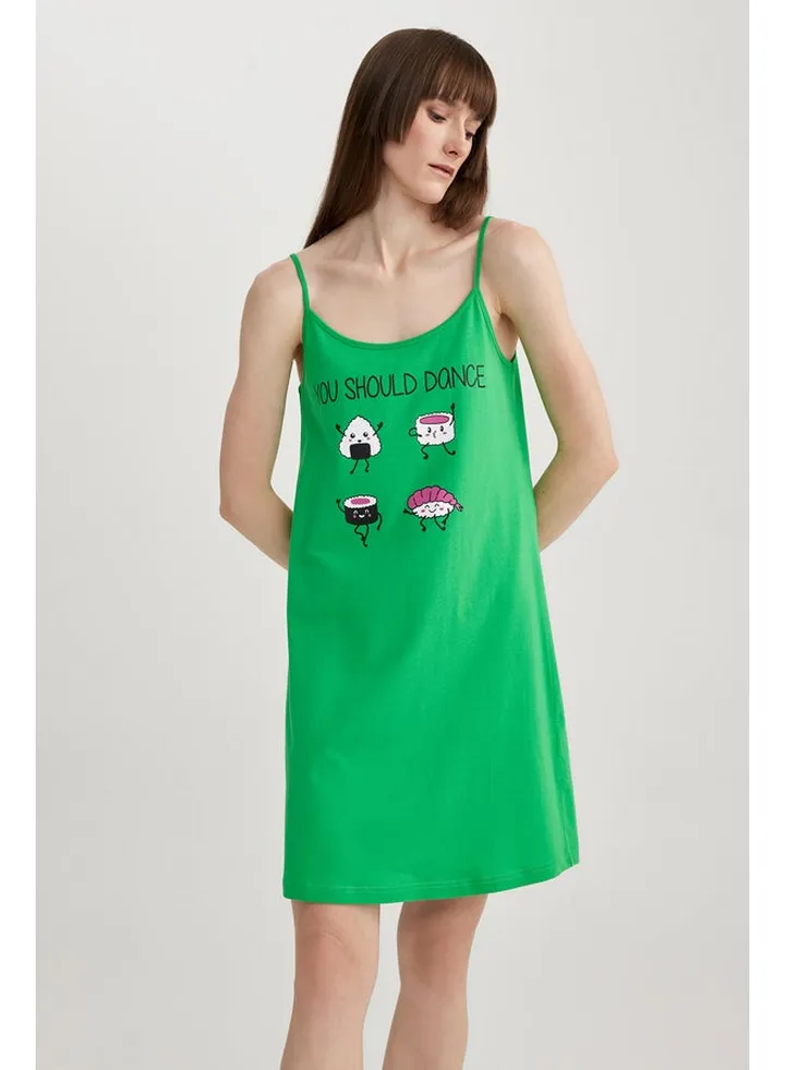 Woman Regular Fit Strappy Homewear Knitted Dress