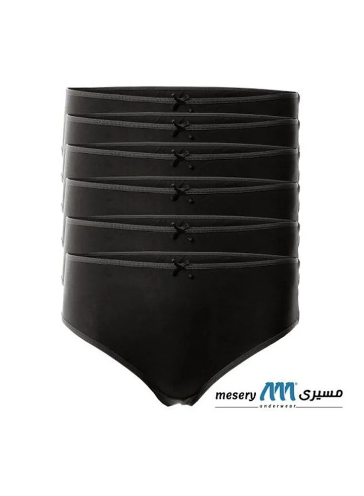 Bundle OF Six Brief Smooth Cotton Hipster Panties Black