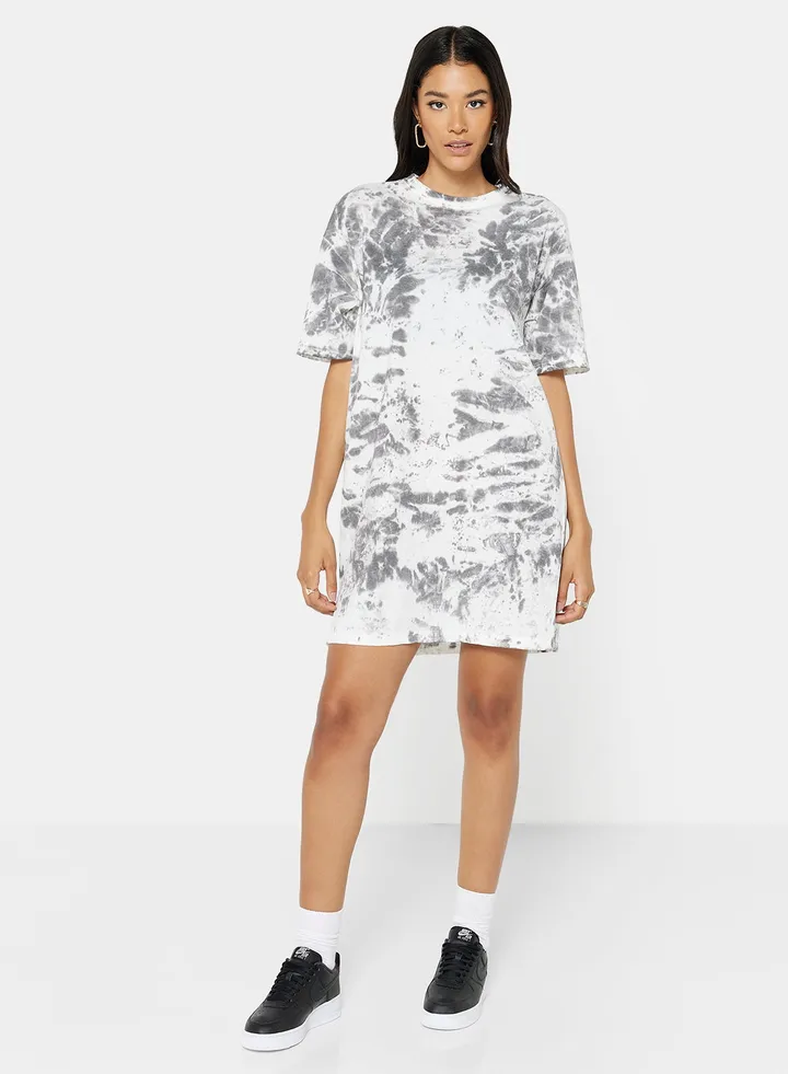Tie-Dye T-Shirt Dress Black/Wht