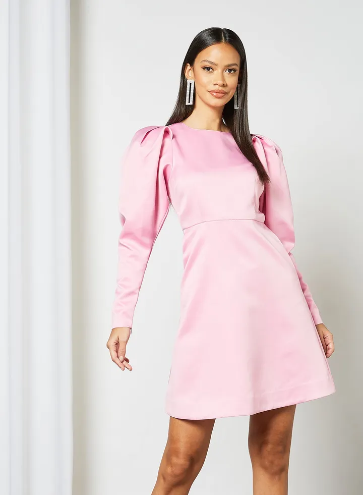 Puff Sleeve Dress Pink