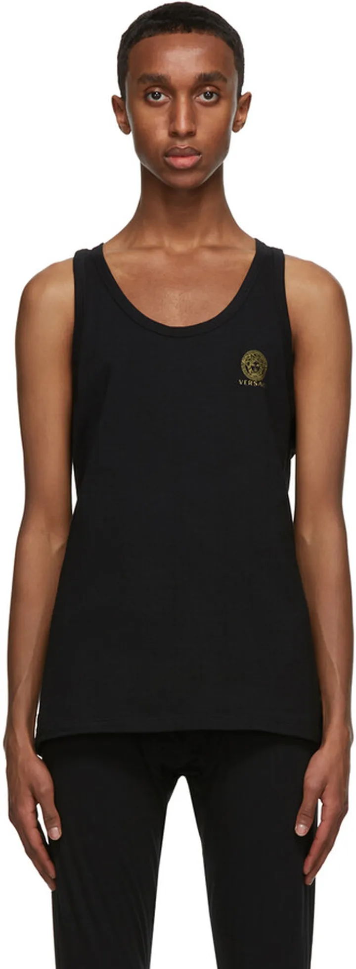 Versace Underwear Black Medusa Undershirt Tank Top