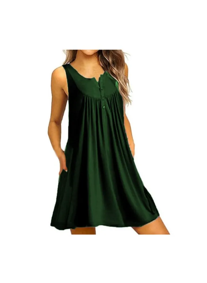 Sleeveless Beach Wear Dress Green