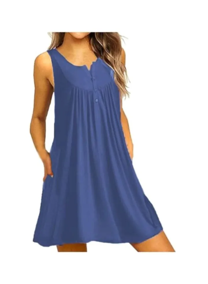 Sleeveless Beach Wear Dress light blue