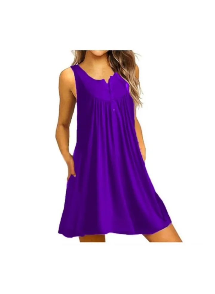 Sleeveless Beach Wear Dress Purple