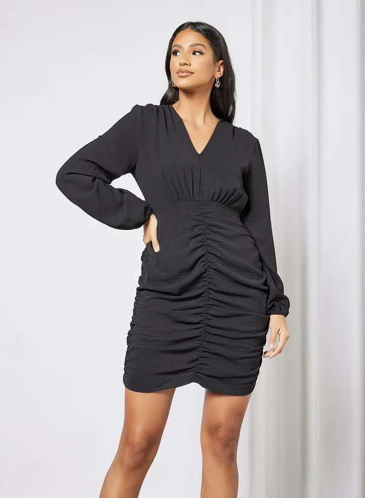 V-Neck Dress Black